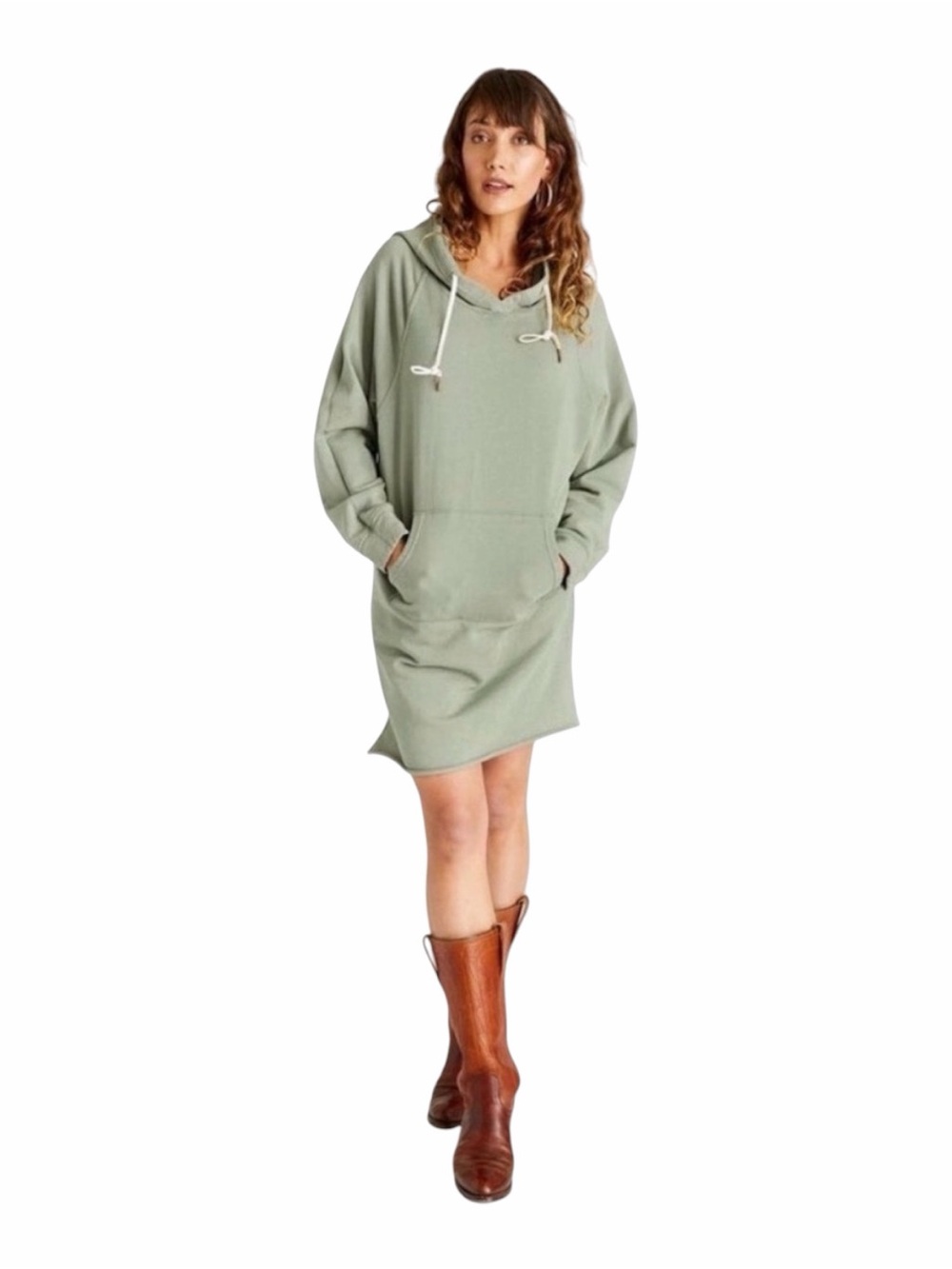 Etica Sage Green Hoodie Dress
